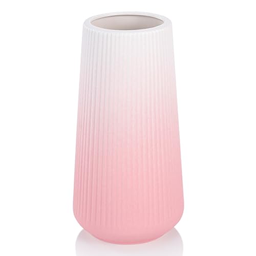 Keramik Vase, GUKJOB Blumenvase Keramik Vasen für Blumen, Dekorative Vasen für Pampasgras Deko, Modern Kleine Vase für Home Wohnzimmer Esstisch Bauernhaus Büro Dekor (Rosa)