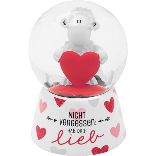 Sheepworld Traumkugel Motiv Hab Dich lieb | Schneekugel, Glas, Höhe 6,5 cm, Polyresin, Motivdruck | Geschenk Liebe, Valentinstag | 48522