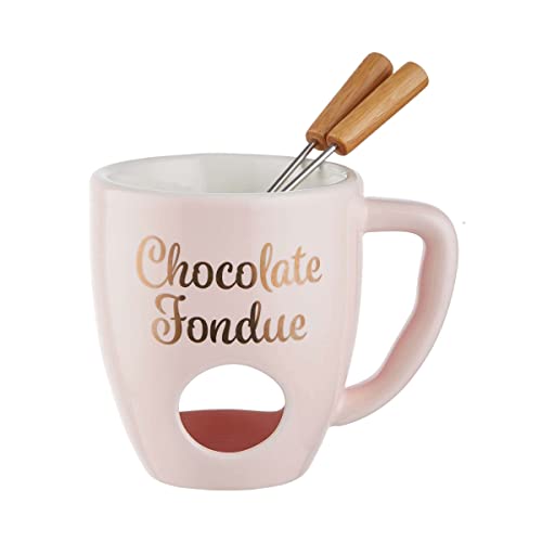 BUTLERS Schokoladenfondue Set für 2 Personen – CHOCOLATE FONDUE – Teelicht Schokofondue Tasse aus Porzellan mit Edelstahl-Gabeln | Kleines Fondueset für Schokolade Käse | Schoko Fondue Teelichthalter