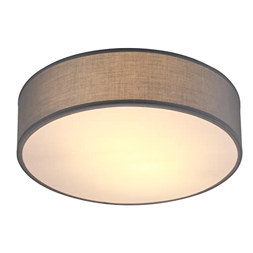 MONZANA® Deckenlampe Stoff Wohnzimmer Schlafzimmer E27 Grau 30cm Rund 1-Flammig 40W Lampe Flur Küche Deckenstrahler Deckenleuchte Stoffdeckenlampe