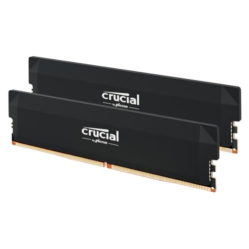 Crucial Pro DDR5 RAM 32GB Kit (2x16GB) 6000MHz CL36, Overclocking Gaming, Intel XMP 3.0 / AMD EXPO, PC Computer Arbeitsspeicher 32GB DDR5, Schwarz - CP2K16G60C36U5B