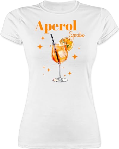 Shirt Damen - Karneval & Fasching - Aperol Spritz Kostüm Aperoli Aperollin Freundin Spritztour - L - Weiß - köln t Partnerlook Oberteile Frau Karneval. für Oberteil &Fasching Damen-Karneval