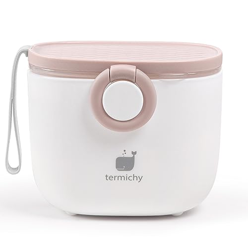 Milchpulver Portionierer baby, Termichy Milchpulver-Spender, 250g luftdichter tragbarer Milchpulver-Behälter für Reisen, mit Schaber und Löffel (Rosa und weiß,1 Stück)