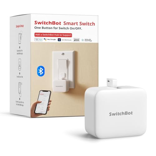 SwitchBot Smart Switch Toggle - Machen Sie Schalter intelligent, App- und Timer-Steuerung, fügen Sie Hub Mini hinzu, um es mit Alexa, Google Home und IFTTT Kompatibel zu Machen（Weiß）