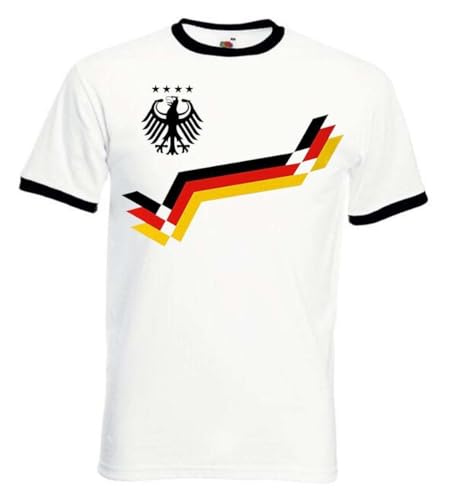 Herren T-Shirt Deutschland Retro Trikot Fußball - Weiß XXL