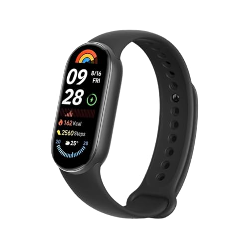 Xiaomi Smart Band 9 Fitness Tracker, AMOLED Display with 1200 Nits, Sp02 Tracking, Sleep and Heart Rate Monitor, Notifications, 5ATM Waterproof, Mi Fit App, Midnight Black