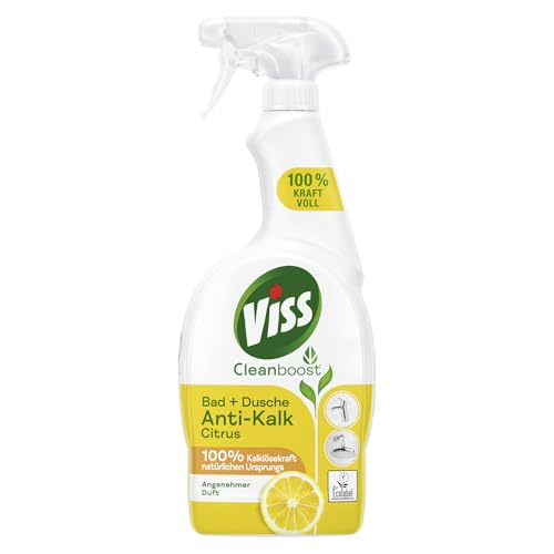 Viss Cleanboost Reiniger Spray Bad+Dusche Anti-Kalk Citrus Reinigungsmittel für strahlenden Glanz mit 100% Kalklösekraft natürlichen Ursprungs 750 ml