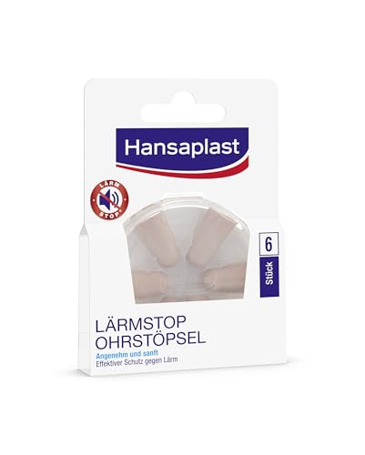 Hansaplast Lärmstopp Ohrstöpsel (6 Stück), sanfter Gehörschutz ideal zum Schlafen und Entspannen, Gehörschutzstöpsel reduzieren Geräusche um 33db