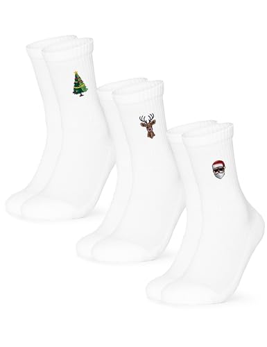 Occulto Damen & Herren Weihnachts Tennissocken 3er Pack (Modell: Claus) Mix1 39-42