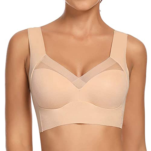 WOWENY Damen Nahtlos Spitzen BH ohne Bügel Weicher Damen Push-Up BH Gepolstert - Atmungsaktiver und Leichter, Klassische Bustier Damen BH Modern Feeling