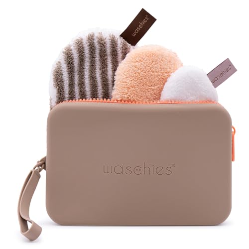 Nachhaltiges wiederverwendbares waschies Set Brown - Kosmetiktasche mit Abschmink-, Toner- und Peelingpad - Waschbar, Perfektes Reise- und Geschenkset fŸr Frauen, Jugendliche, Erwachsene