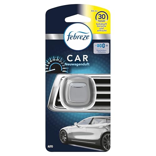 Febreze Auto Lufterfrischer 2ml, Auto-Clip Starterset Neuwagenduft Bekämpft Gerüche Im Auto, 1 Einheit