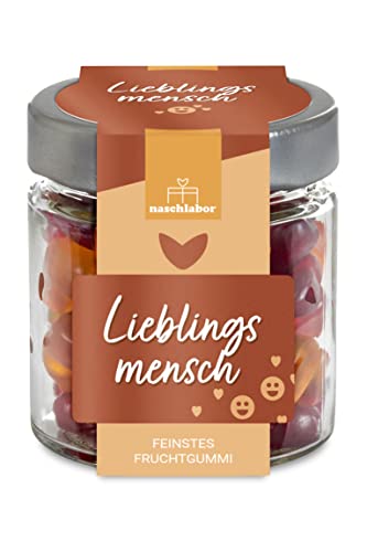 Herz Fruchtgummi Geschenkglas Lieblingsmensch 120g | Geschenk für die Liebsten | Das Mitbringsel für deine Freunde | Valentinstag oder Muttertag