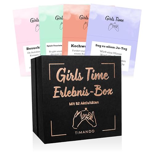 TIMANDO Girls Time - 52 Aktivitäten für Freundinnen in Einer Box, Erlebnis-Box mit coolen Ideen für euren Mädels-Tag, Geschenk Beste Freundin