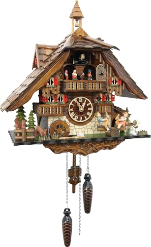 Schwarzwald Palast Cuckoo Palace Kuckucksuhr Große Wildpark Mühle Quarz-Uhrwerk - Höhe 42cm