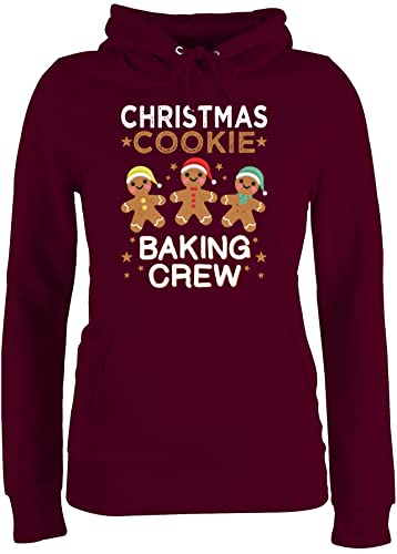 Pullover Damen Hoodie Frauen - Weihnachten Geschenke Bekleidung - Christmas Cookie Baking Crew I Lebkuchenmännchen I Lebkuchen Männer I Gingerbread Man I Lebkuchenmann - XL - Burgundrot