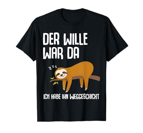 Lustiger Faultier Faulenzer Morgenmuffel Langschläfer Spruch T-Shirt