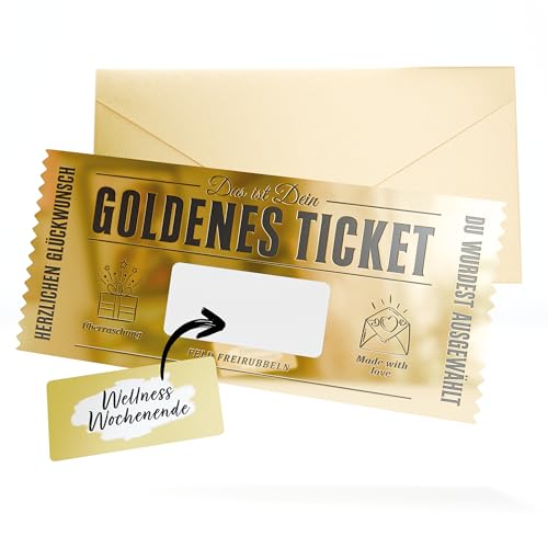 Domar - Geschenkkarte zum selber ausfüllen mit Rubbellos - Goldenes Ticket mit Rubbelkarte - Geburtstagsgeschenk für Frauen, Geschenke für Frauen, Geschenk Freundin Geburtstag, Geschenk für Mama