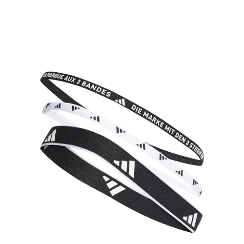 adidas Unisex Multiple Width Training Headbands 3 Per Pack, Black / White, M