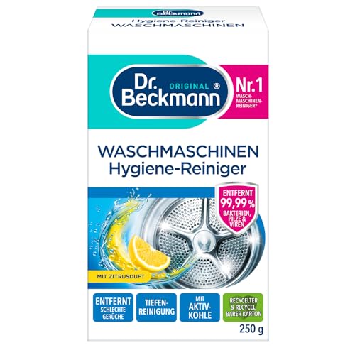 Dr. Beckmann Waschmaschinen Hygiene-Reiniger | Maschinenreiniger mit Aktivkohle | Entfernt unangenehme Gerüche | 250 g (Die Verpackung kann variieren)