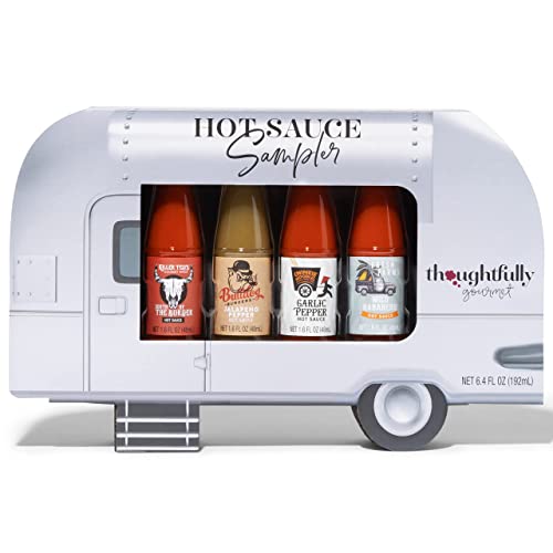 Thoughtfully - Scharfe Saucen Geschenkset - Street Food Truck Airstream Probierset Mit 4 Pikanten Chili-Saucen - Geschenk für Männer und Frauen