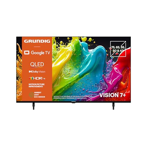 Grundig 50 VOE 84 Q Fernseher 50 Zoll (126 cm) QLED TV, VPI 1800, Google TV, 4K UHD, Dolby Vision, HDR10+, Motion Picture Improvement, Chromecast Built-in, Bluetooth, Smart TV, Schwarz