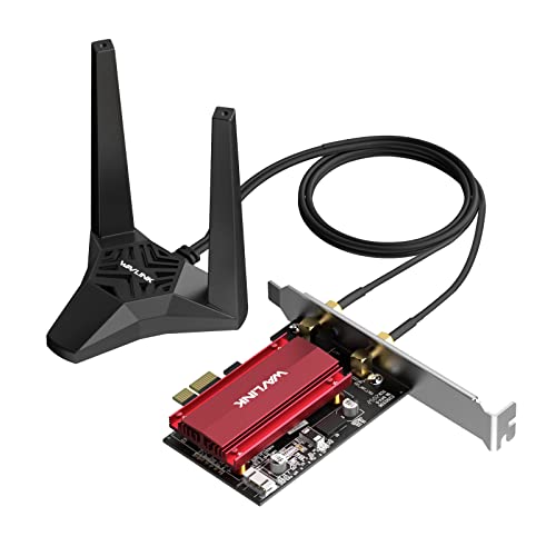 AX5400 WiFi 6E WLAN PCIe Karte für pc mit Bluetooth 5.3, WAVLINK 5378 Mbit/s Tri Band WiFi 6E PCIe WLAN Karte, Intel WiFi 6E-Chip, WPA3, Magnetfußantennen für Windows 11/10 (64 Bit) Desktop-PC