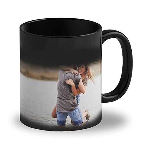 LOOXIS Personalisierte Zaubertasse mit Foto & Text bedruckt, selbst gestalten – Farbwechseltasse, Magic Mug, Thermobeschichtung, 325ml, Keramik - Geschenkidee Männer, Frauen – Innen schwarz