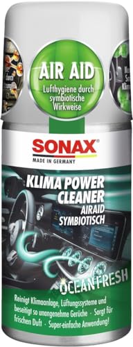 SONAX KlimaPowerCleaner AirAid symbiotisch Ocean-Fresh (100 ml) Klimareiniger sorgt schnell und einfach für langanhaltende Lufthygiene und befreit dauerhaft von lästigen Gerüchen | Art-Nr. 03236000