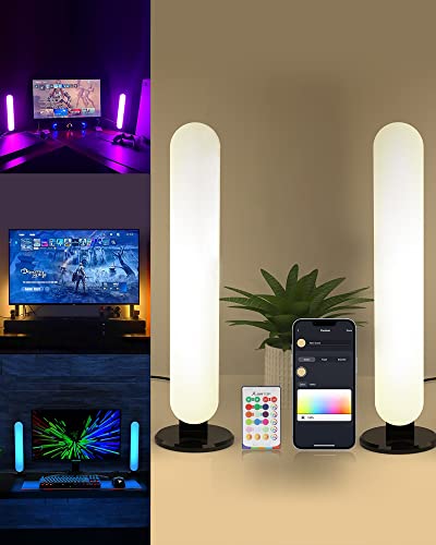 ALANTOP Smart Tischlampe 2 Pack mit WiFi APP Control Kompatibel mit Alexa und Google Einstellbare Weiß und RGB Farben Musik Sync USB Nachttischlampe-Perfekt für Schlafzimmer, Gaming, Raumbeleuchtung