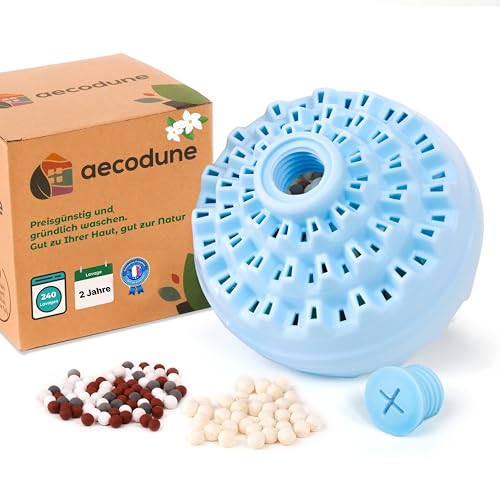 aecodune 2 Jahre Ökologisches und Wirtschaftliches Waschmittel - 240 Waschladungen - Waschkugel Waschmaschine - Natürliches Waschpulver in Wäscheperlen Zero Waste - Hypoallergenes Jasmin - Anti-Kalk