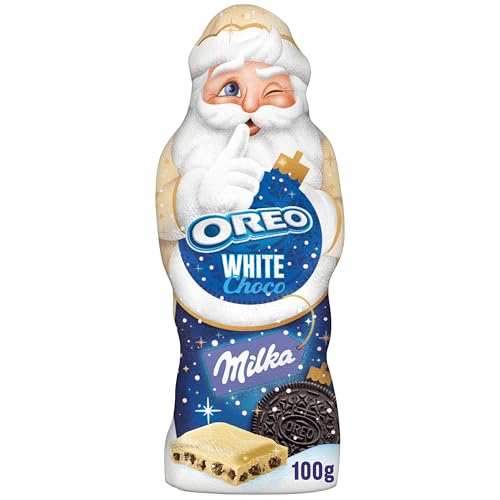 Milka Weihnachtsmann OREO White 1 x 100g I Schoko Weihnachtsmann I Weiße Weihnachtsschokolade aus 100% Alpenmilch mit OREO Keks-Stückchen