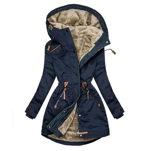 EMATOP beliebte marken Mantel Damen Lang Warm Gefüttert Winterjacke Elegant Langarm Pufferjacke Casual Baumwolle Steppjacke mit Kapuze Wintermantel Winter Fleece Winterparka Jacke