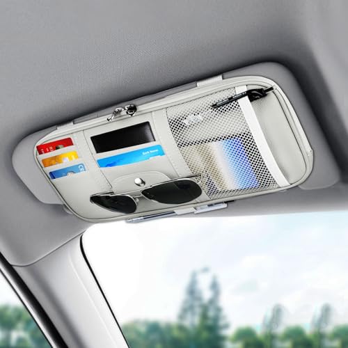 Linkstyle Auto Sun Visor Organizer, Interieur Leder Zubehör Aufbewahrungstasche, für Kartenlizenzschlüssel Handy Rechnung