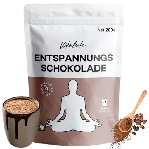 EntspannungsSchokolade - Kakao mit Baldrian Ashwagandha und Gaba - Trinkschokolade ohne Zucker - Entspannung Geschenk für Frauen und Männer - Heiße Schokolade - Geburtstagsgeschenk