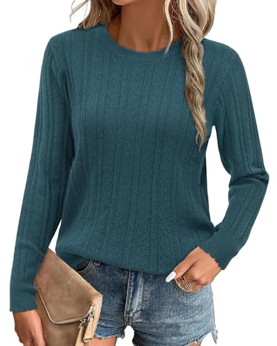 Arach&Cloz Damen Pullover Herbst Winter Strickpullover Tops Langarm Casual Winterpullover Blusen Rundhals Stricken Shirt