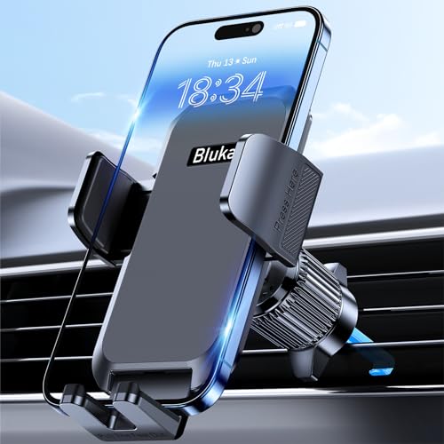 Blukar Handyhalterung Auto, Handyhalter fürs Auto Lüftung mit Upgraded Stabilere Version & EIN-Knopf-Release,360° Drehbar KFZ-Handyhalterung für iPhone,Galaxy und Andere Android Smartphone