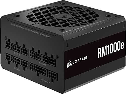 Corsair RM1000e (2023) Vollmodulares, Geräuscharmes ATX-Netzteil - ATX 3.0- Und PCIe 5.0-kompatibel - 105°C-Kondensatoren - 80 Plus Gold-Effizienz - Modern Standby-Unterstützung - Schwarz