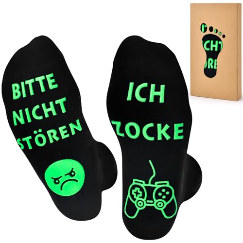 Weihnachtsgeschenke für Männer Gamer, 43-46 Lustige Socken,Nikolaus Geschenke für Männer Papa Ihn, Kleine Weihnachtsgeschenke zum Valentinstag Geburtstag Vatertags