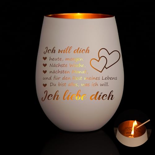 Windlicht mit Gravur, Liebe Dich Gesschenke für Frauen Sie Weihnachten, Teelichthalter Adventskalender Wichtelgeschenke für Freundin Ehefrau, Windlichter Geburtstagsgeschenke