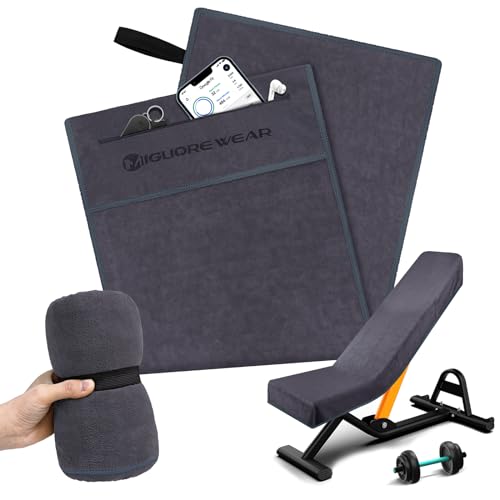 Migliore Wear Fitness Handtuch | 120x50 cm Sport Handtuch mit Reißverschlusstasche | Anti-Rutsch Schnelltrocknend Sporthandtuch Fitnessstudio für Gym Training