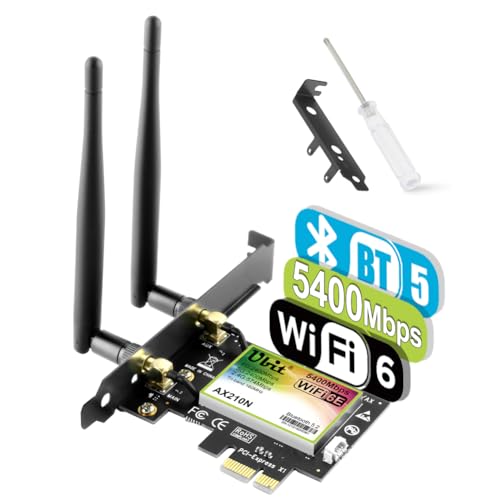 Ubit WiFi Karte 5374 Mbit/s PCIe Netzwerkkarte, Intel 802.11 6e/AX/AC PCI E WLAN Adapter with Bluetooth | Ultra-Low Latency, Support Win 10/11