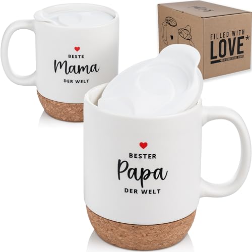 kupi Mama und Papa Geschenke | Tassen aus Keramik 350ml | Weihnachtsgeschenke für Eltern Geschenk | Geschenkset zu Weihnachten Kaffeetassen Teetassen