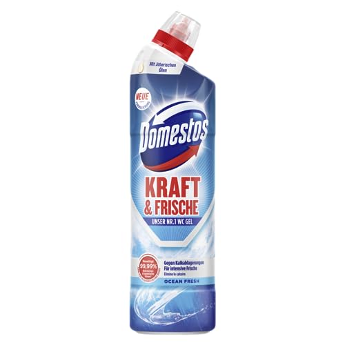 Domestos Kraft & Frische WC Gel Ocean Fresh Reinigungsmittel mit frischem Ocean-Duft für hygienische Sauberkeit 750 ml 1 Stück