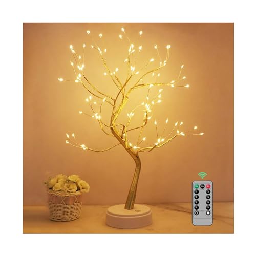 Kinamy LED Lichterbaum, 108 LED Deko Lampe Leuchtzweige 8 Modi Dimmbar, Led Baum USB/Batteriebetrieben, Lampe Baum Beleuchtete Zweige Deko mit Fernbedienung Timer