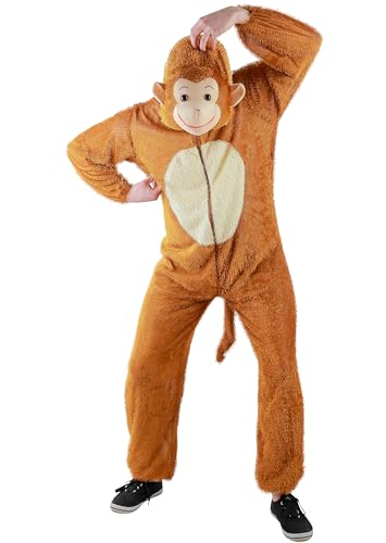 Foxxeo Affen Kostüm für Erwachsene - Herren Größe S-XXXXL - Tier Onesie Kostüme Damen Jumpsuit AFFE Männer Overall Fasching Karneval Anzug, Größe XL