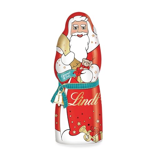 Lindt Schokolade Weihnachtsmann Caramel und Salz | 125 g | Weihnachtsmann aus Vollmilch Schokolade mit Caramel und einem Hauch von Salz | Weihnachtsmann | Schokoladen-Geschenk | Weihnachtsschokolade