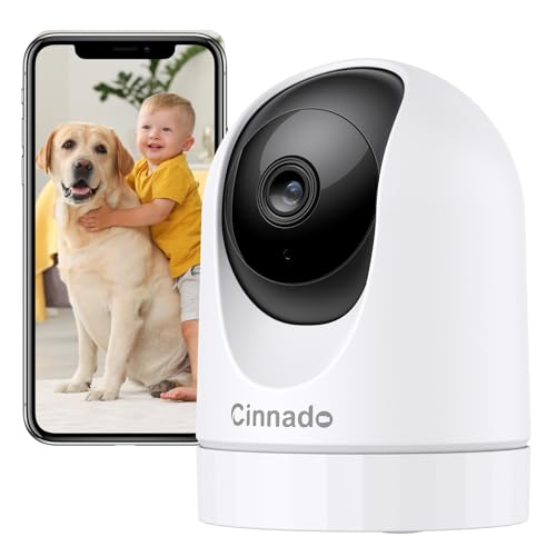 Cinnado Überwachungskamera Innen - 2K Babyphone mit Kamera, 360 Grad WLAN Indoor Hundekamera mit APP, Automatische Verfolgung, Zwei-Wege-Audio, Bewegungserkennung, Nachtsicht, kompatibel mit Alexa