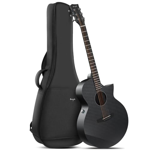 Enya X3 PRO Gitarre Set - 41 Zoll Schwarz Kohlefaser Elektro-Akustische Gitarren für Kinder Erwachsene Anfänger Spielen und Singen Travel Guitar Black Friday Cyber Monday Weihnachts Geschenke