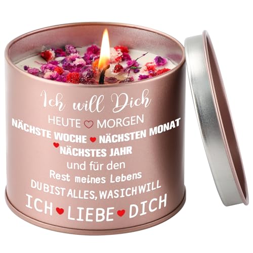 PRSTENLY Jahrestag Geschenk für Sie, 9OZ Kerze aus Metall mit Ich Liebe Dich, Valentinstag Weihnachten Hochzeitstag Geschenke für Partner Mein Frau Ehefrau Freundin